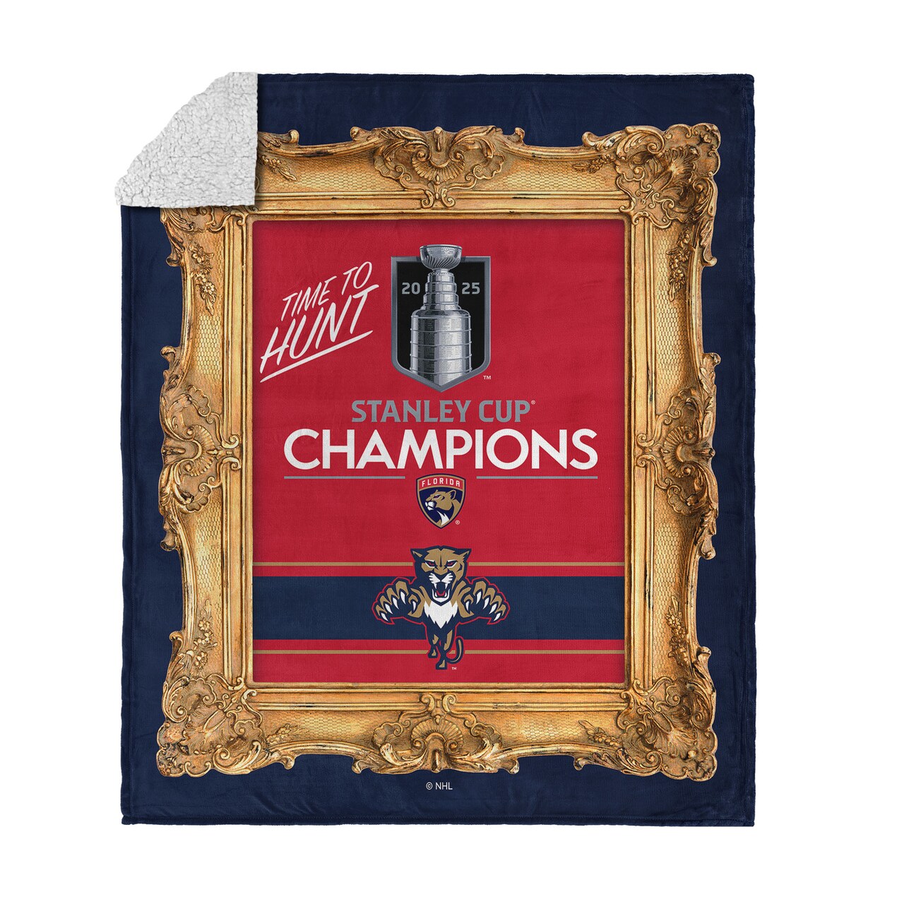 NHL Florida Panthers 2025 Stanley Cup Champs Portrait Silk Touch Sherpa Throw Blanket